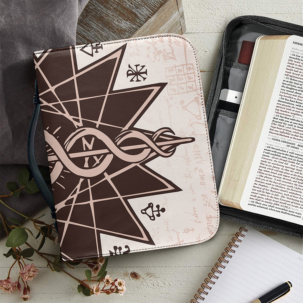 Caduceus Symbol Print Leather Bible Cover