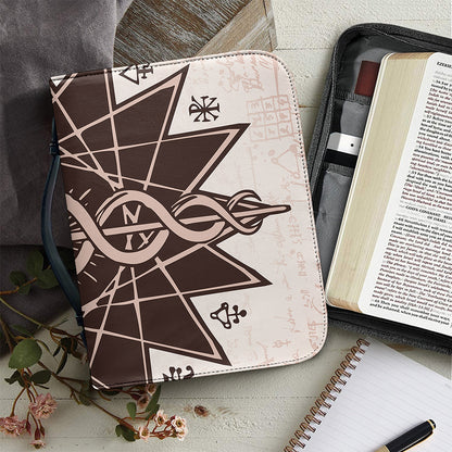 Caduceus Symbol Print Leather Bible Cover