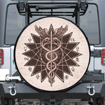 Caduceus Symbol Print Leather Spare Tire Cover