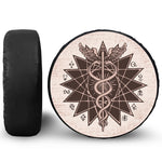 Caduceus Symbol Print Leather Spare Tire Cover