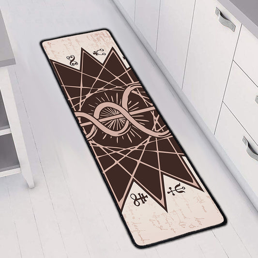 Caduceus Symbol Print Long Kitchen Mat