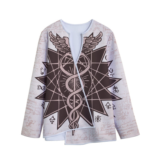 Caduceus Symbol Print Long Sleeve Short Coat