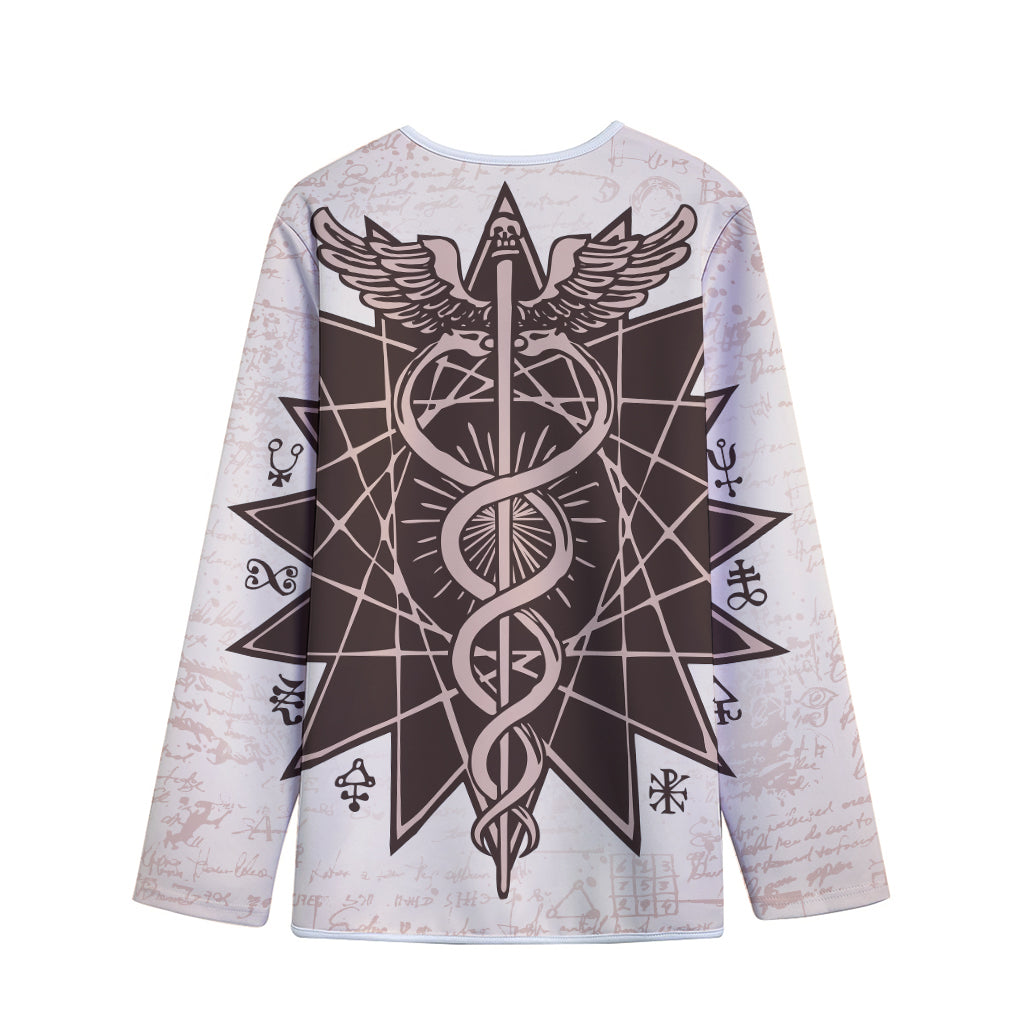 Caduceus Symbol Print Long Sleeve Short Coat