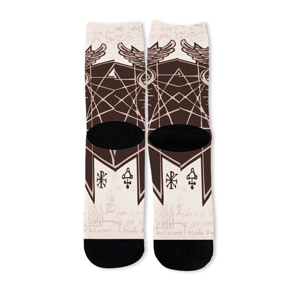 Caduceus Symbol Print Long Socks