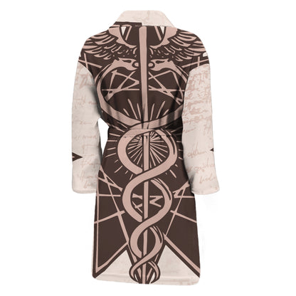 Caduceus Symbol Print Men's Bathrobe