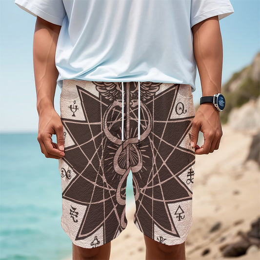 Caduceus Symbol Print Men's Cargo Shorts