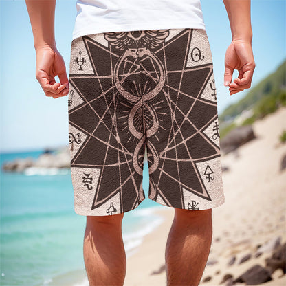 Caduceus Symbol Print Men's Cargo Shorts