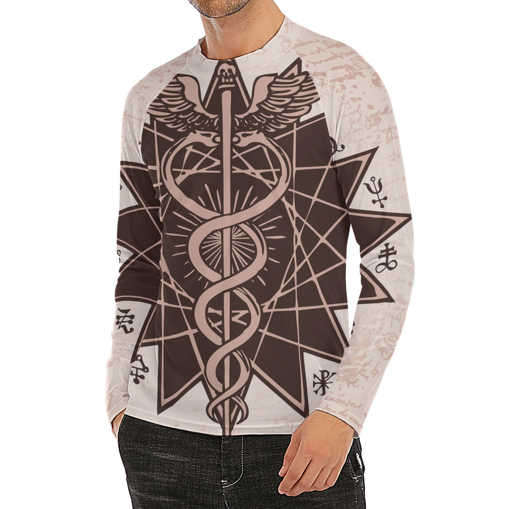 Caduceus Symbol Print Men's Long Sleeve Rash Guard