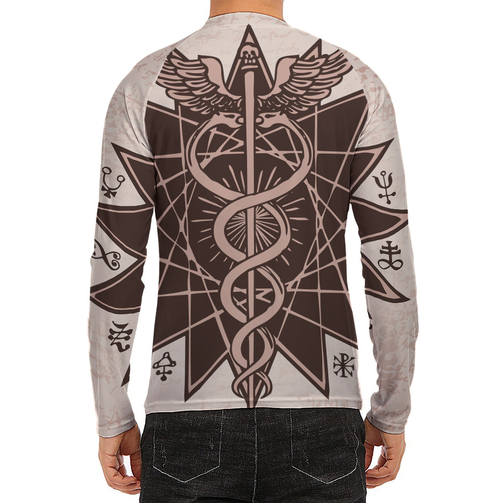 Caduceus Symbol Print Men's Long Sleeve Rash Guard