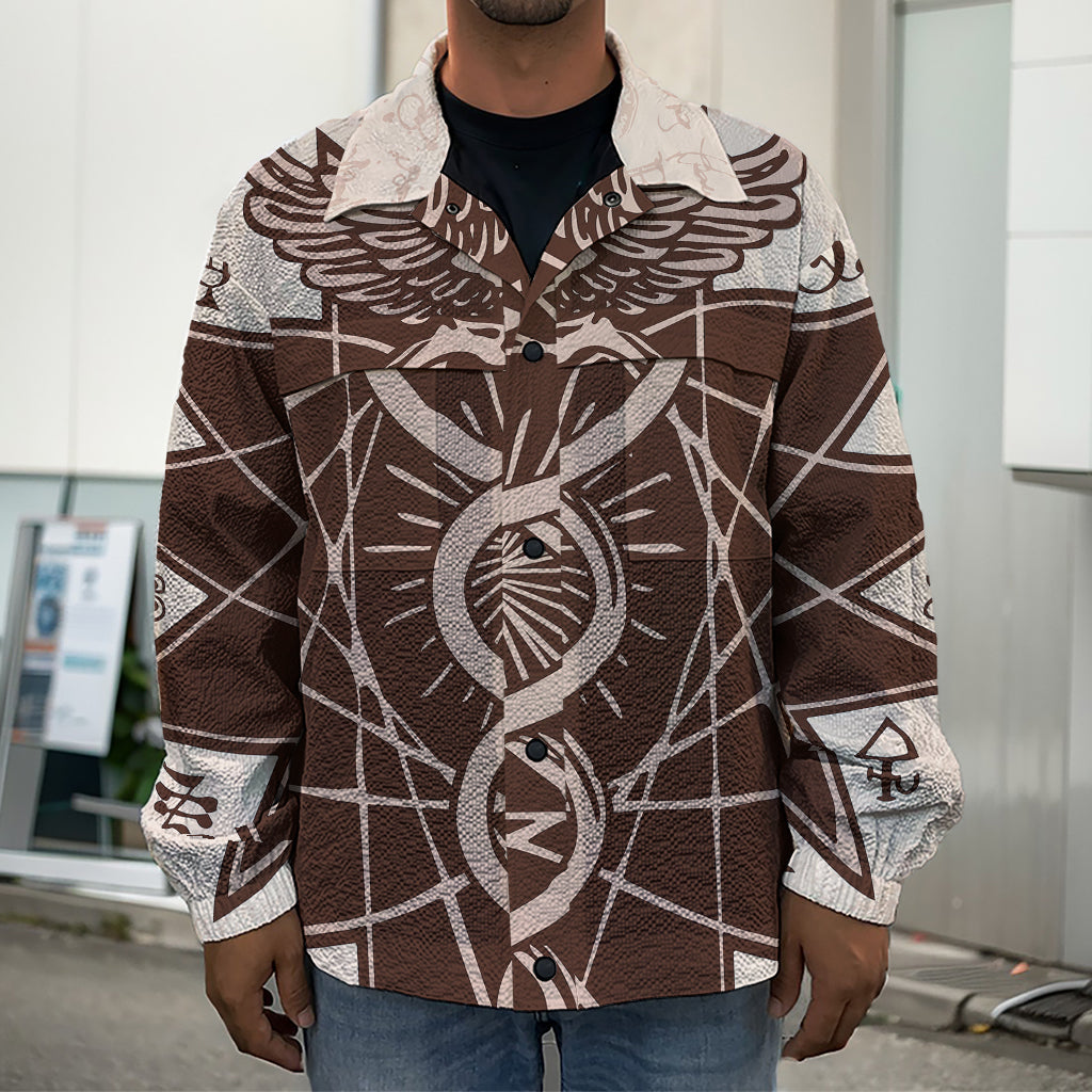 Caduceus Symbol Print Men's Shirt Jacket