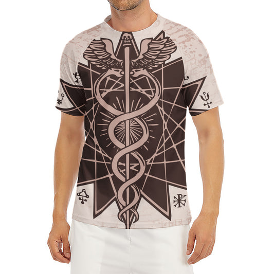 Caduceus Symbol Print Men's Short Sleeve Rash Guard