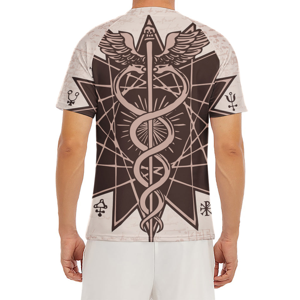 Caduceus Symbol Print Men's Short Sleeve Rash Guard