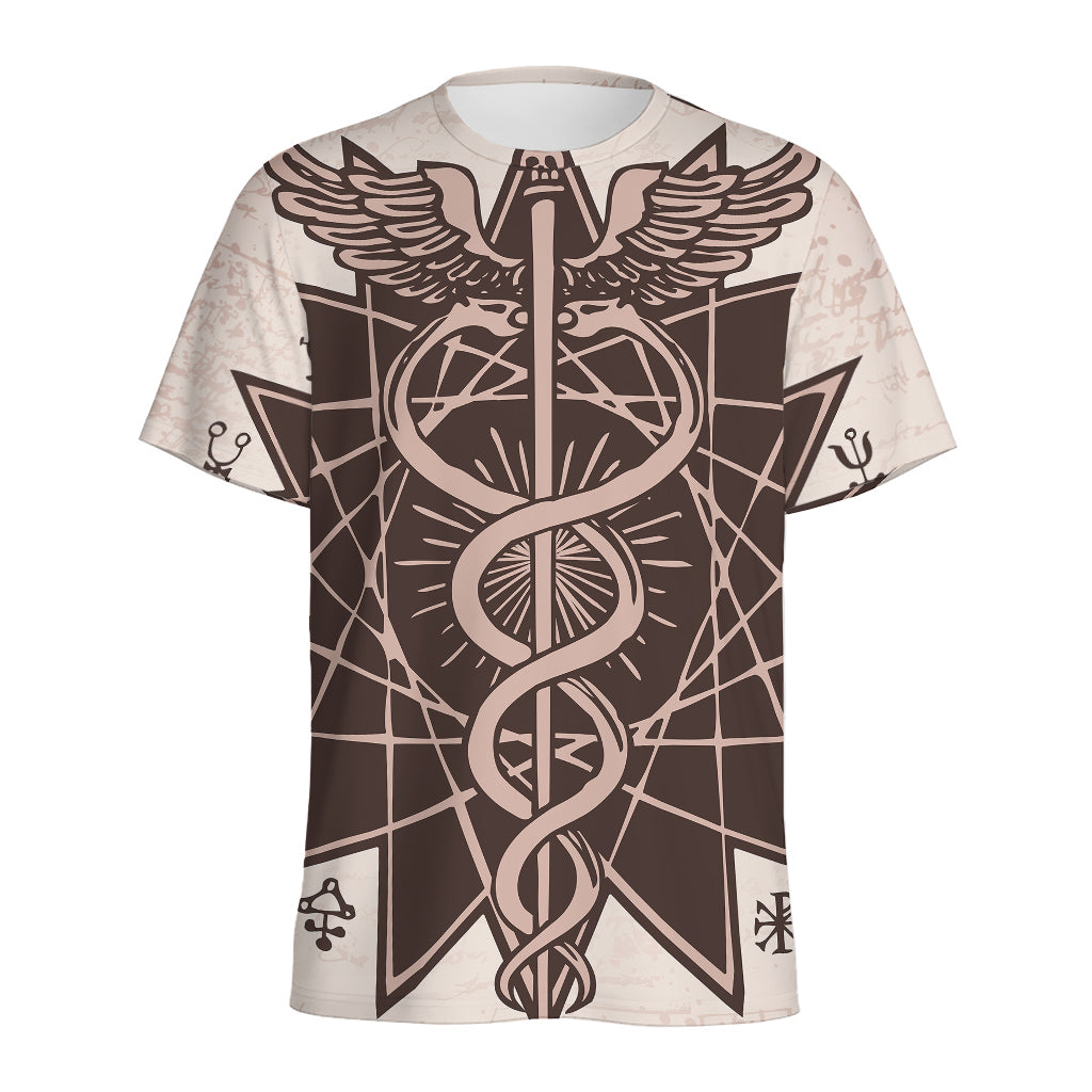 Caduceus Symbol Print Men's Sports T-Shirt
