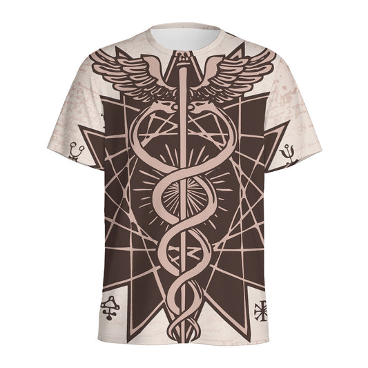 Caduceus Symbol Print Men's Sports T-Shirt