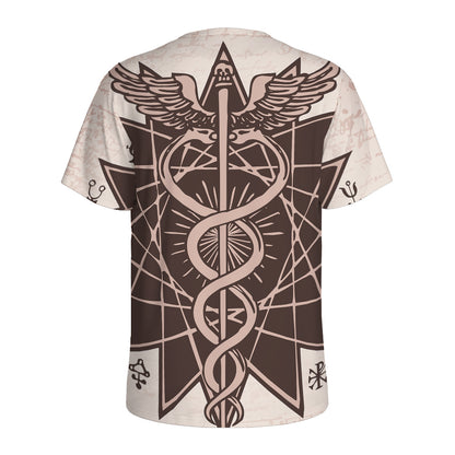 Caduceus Symbol Print Men's Sports T-Shirt