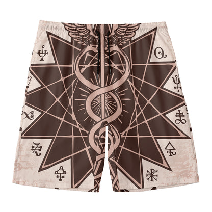 Caduceus Symbol Print Men's Swim Trunks