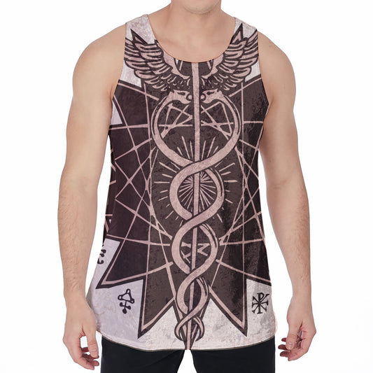 Caduceus Symbol Print Men's Velvet Tank Top