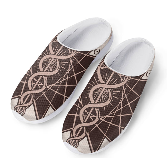 Caduceus Symbol Print Mesh Casual Shoes