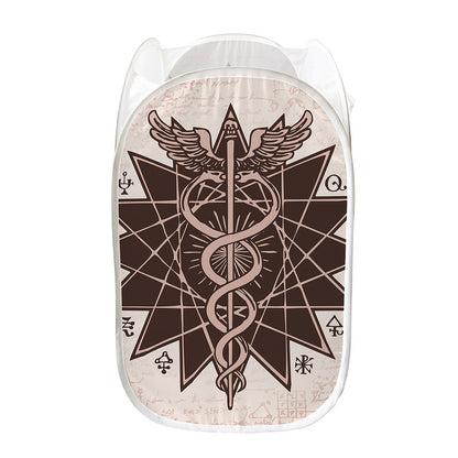 Caduceus Symbol Print Mesh Laundry Hamper