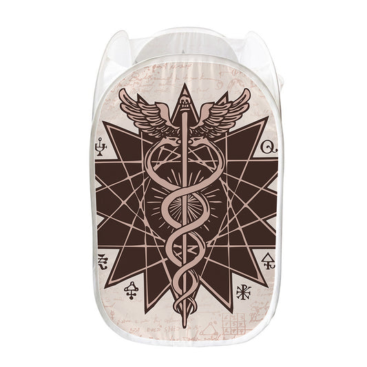 Caduceus Symbol Print Mesh Laundry Hamper