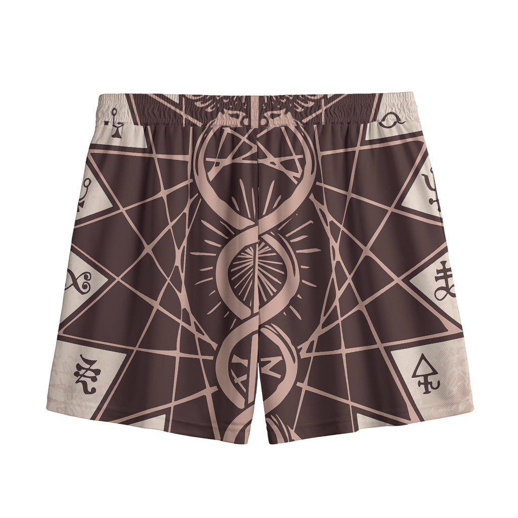 Caduceus Symbol Print Mesh Shorts