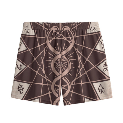 Caduceus Symbol Print Mesh Shorts