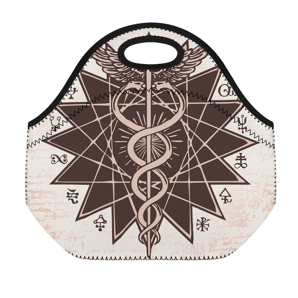 Caduceus Symbol Print Neoprene Lunch Bag