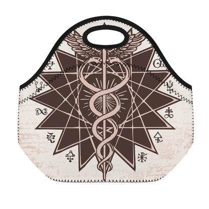 Caduceus Symbol Print Neoprene Lunch Bag