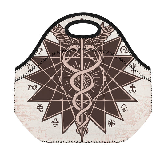 Caduceus Symbol Print Neoprene Lunch Bag