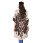 Caduceus Symbol Print Open Front Beach Cover Up