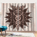 Caduceus Symbol Print Pencil Pleat Curtains