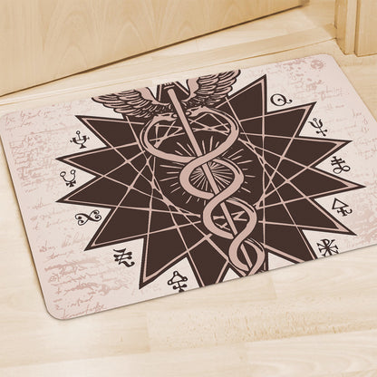 Caduceus Symbol Print Polyester Doormat