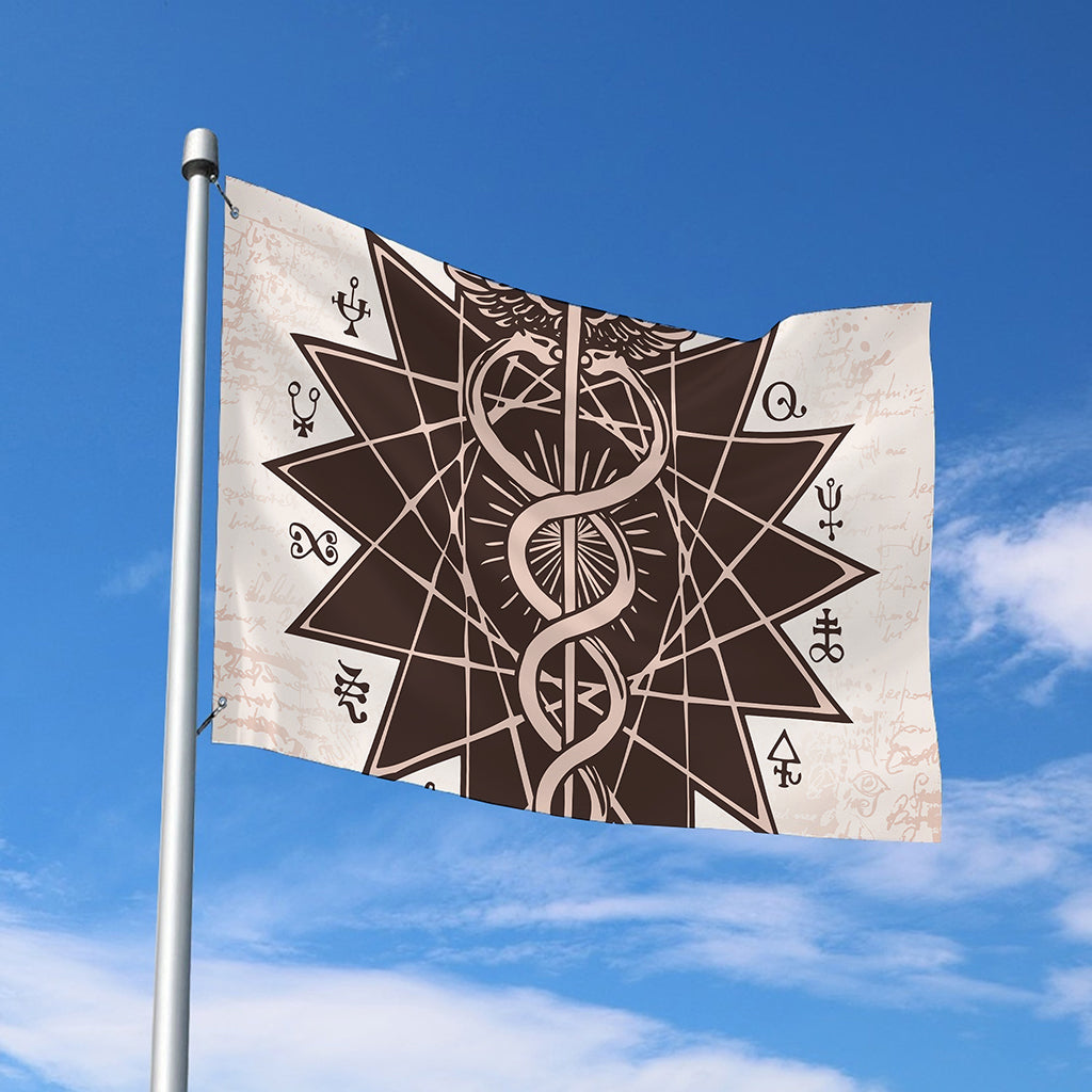 Caduceus Symbol Print Polyester Flag