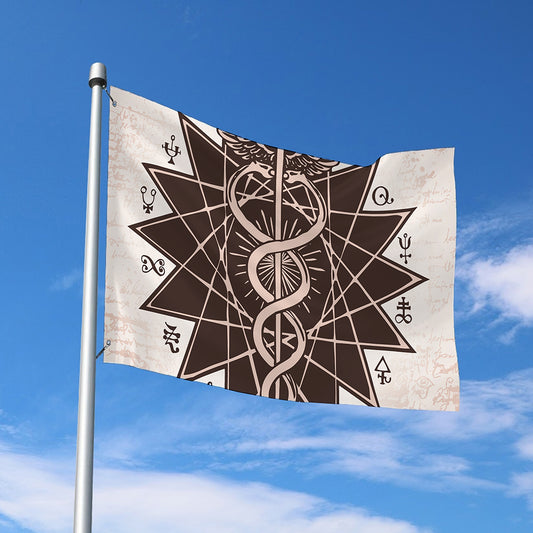 Caduceus Symbol Print Polyester Flag