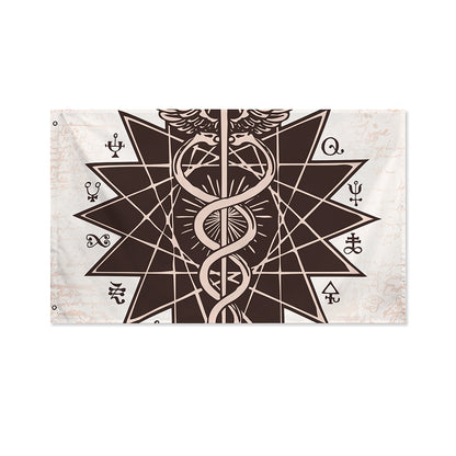 Caduceus Symbol Print Polyester Flag