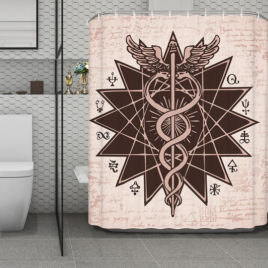 Caduceus Symbol Print Polyester Shower Curtain