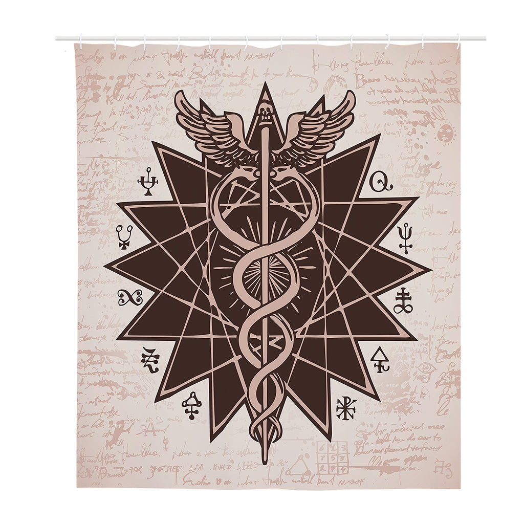 Caduceus Symbol Print Polyester Shower Curtain