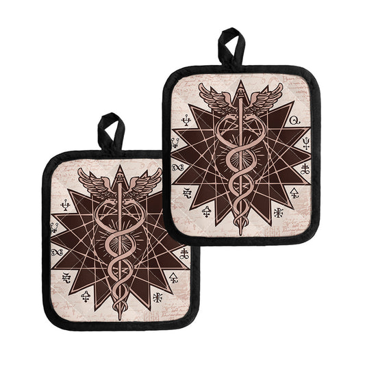 Caduceus Symbol Print Pot Holders