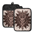 Caduceus Symbol Print Pot Holders With Pocket