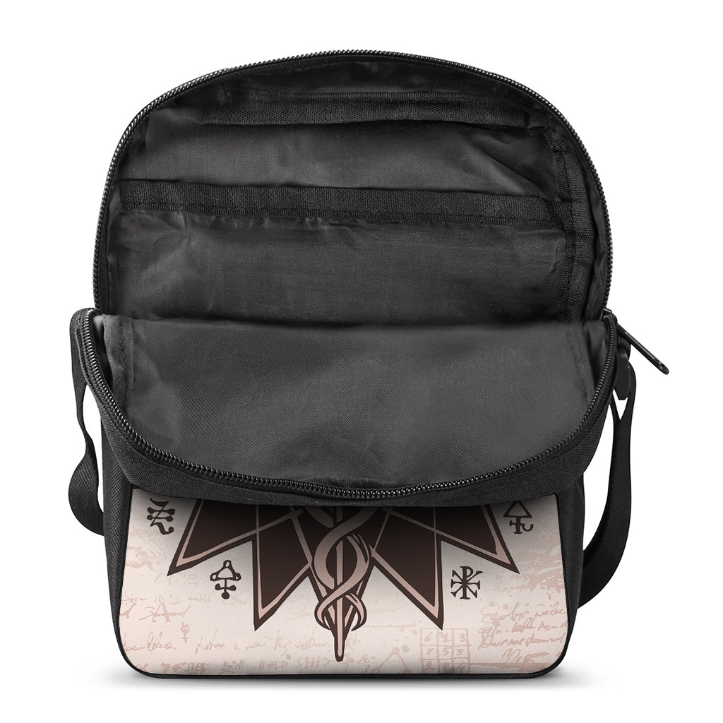 Caduceus Symbol Print Rectangular Crossbody Bag
