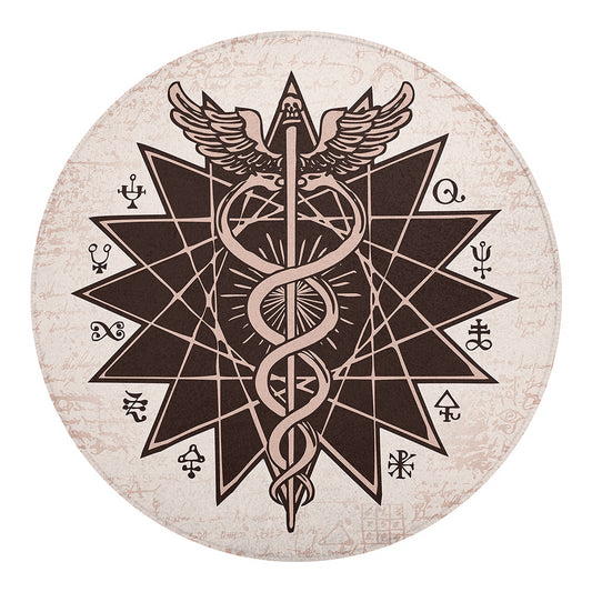 Caduceus Symbol Print Round Blanket