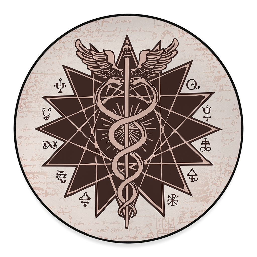 Caduceus Symbol Print Round Floor Mat