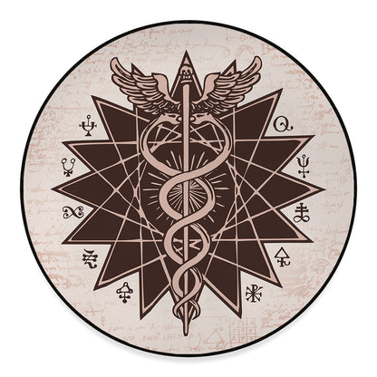 Caduceus Symbol Print Round Floor Mat