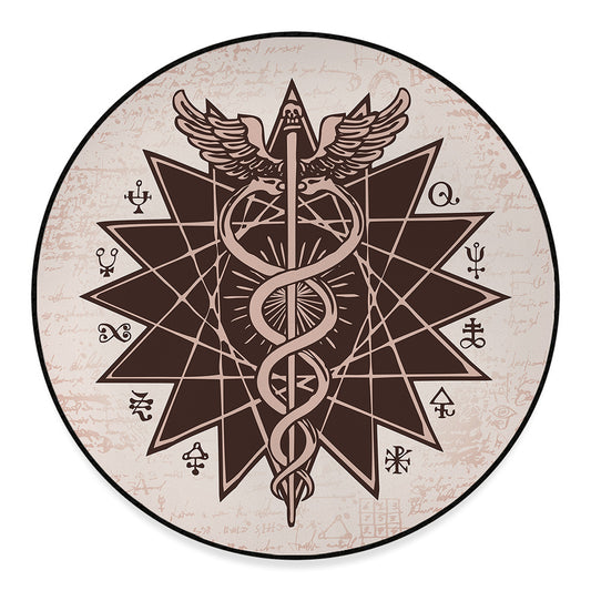 Caduceus Symbol Print Round Floor Mat