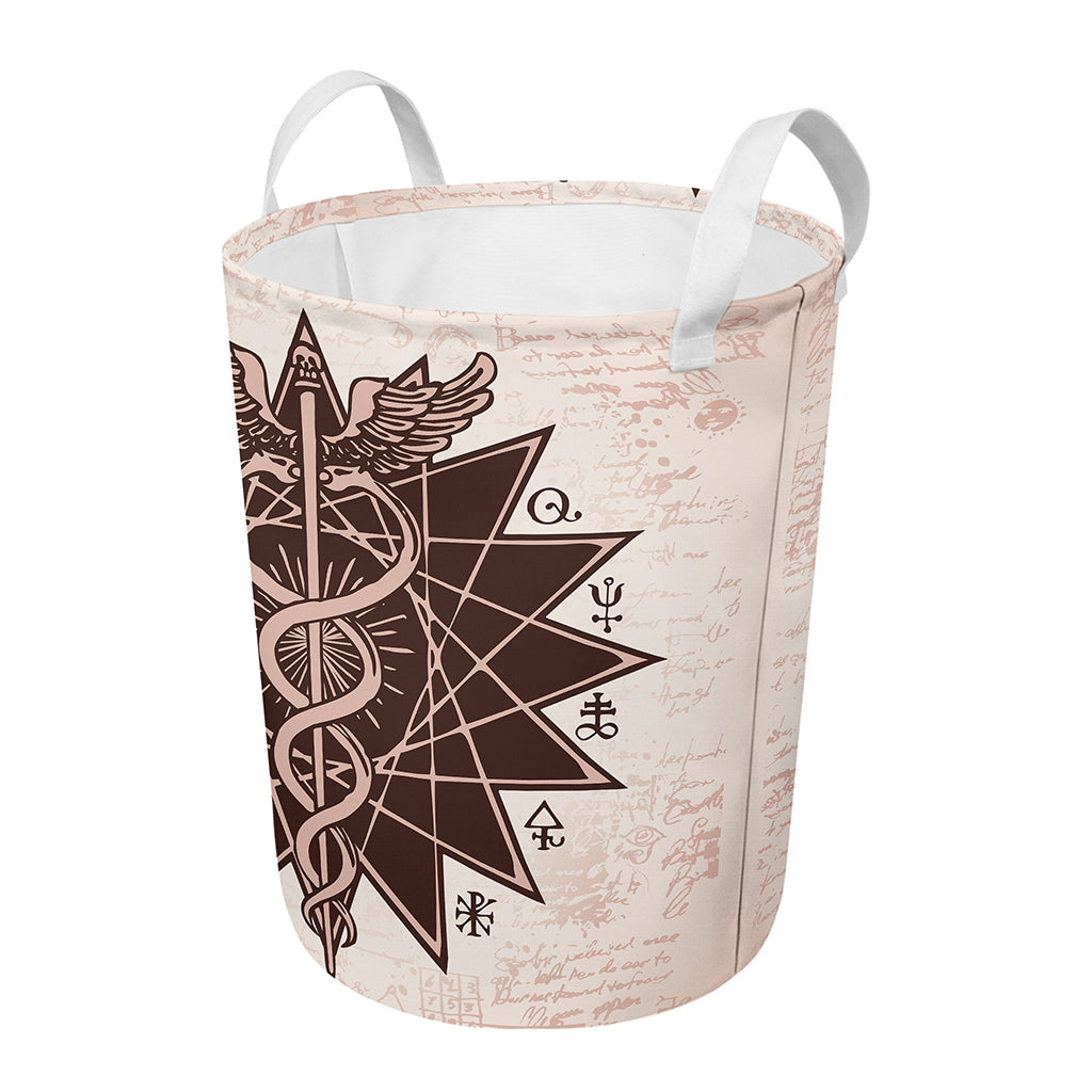 Caduceus Symbol Print Round Laundry Basket