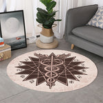 Caduceus Symbol Print Round Rug