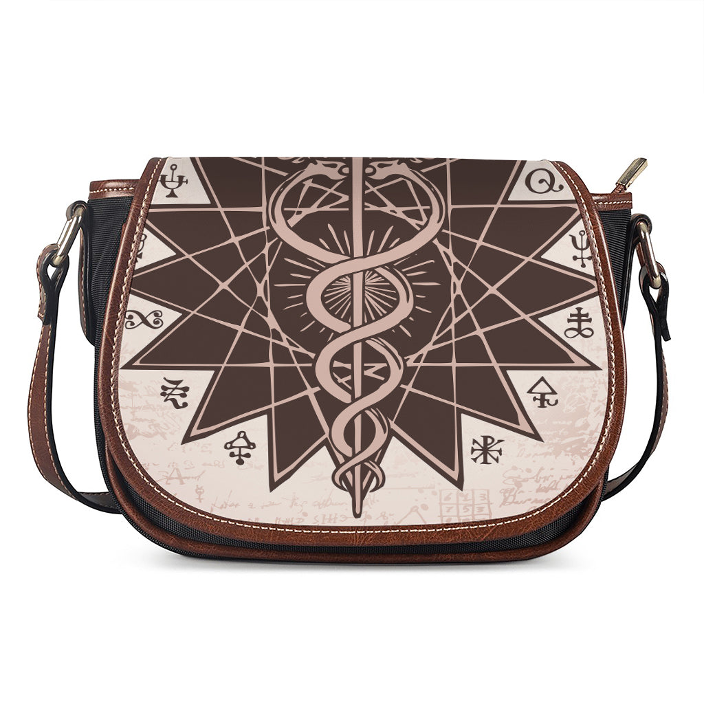 Caduceus Symbol Print Saddle Bag