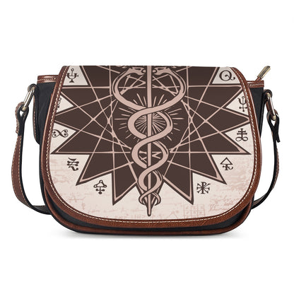 Caduceus Symbol Print Saddle Bag