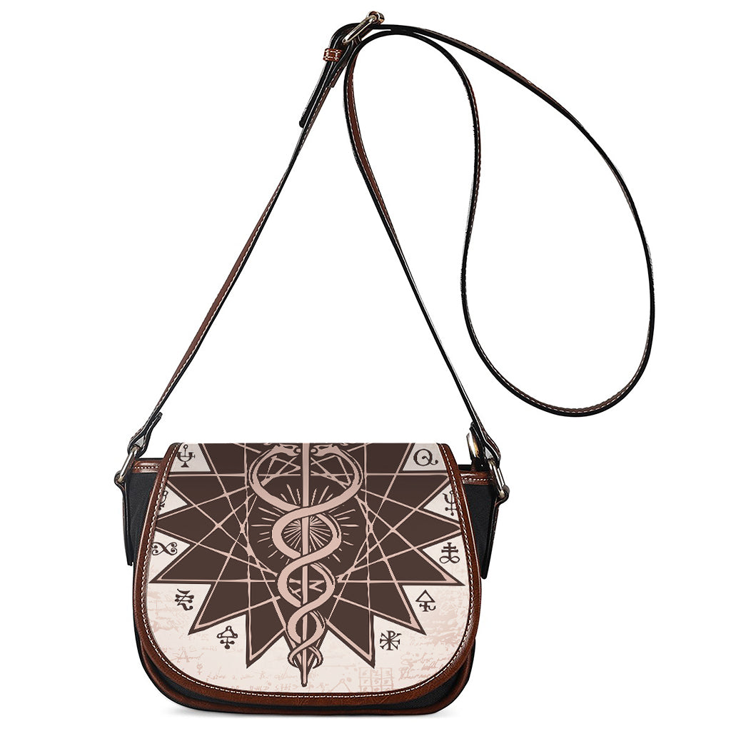 Caduceus Symbol Print Saddle Bag