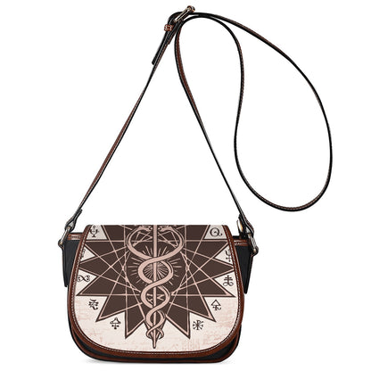Caduceus Symbol Print Saddle Bag